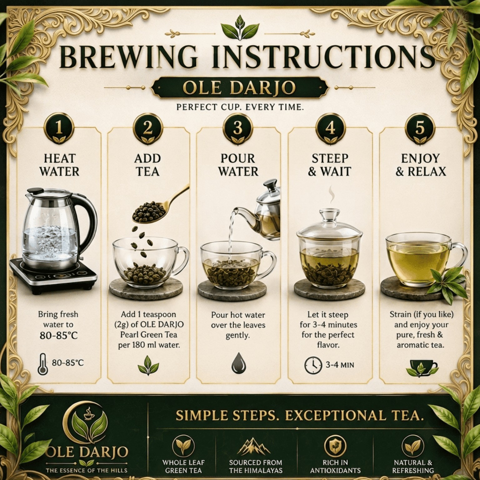 Green tea brewing instructions